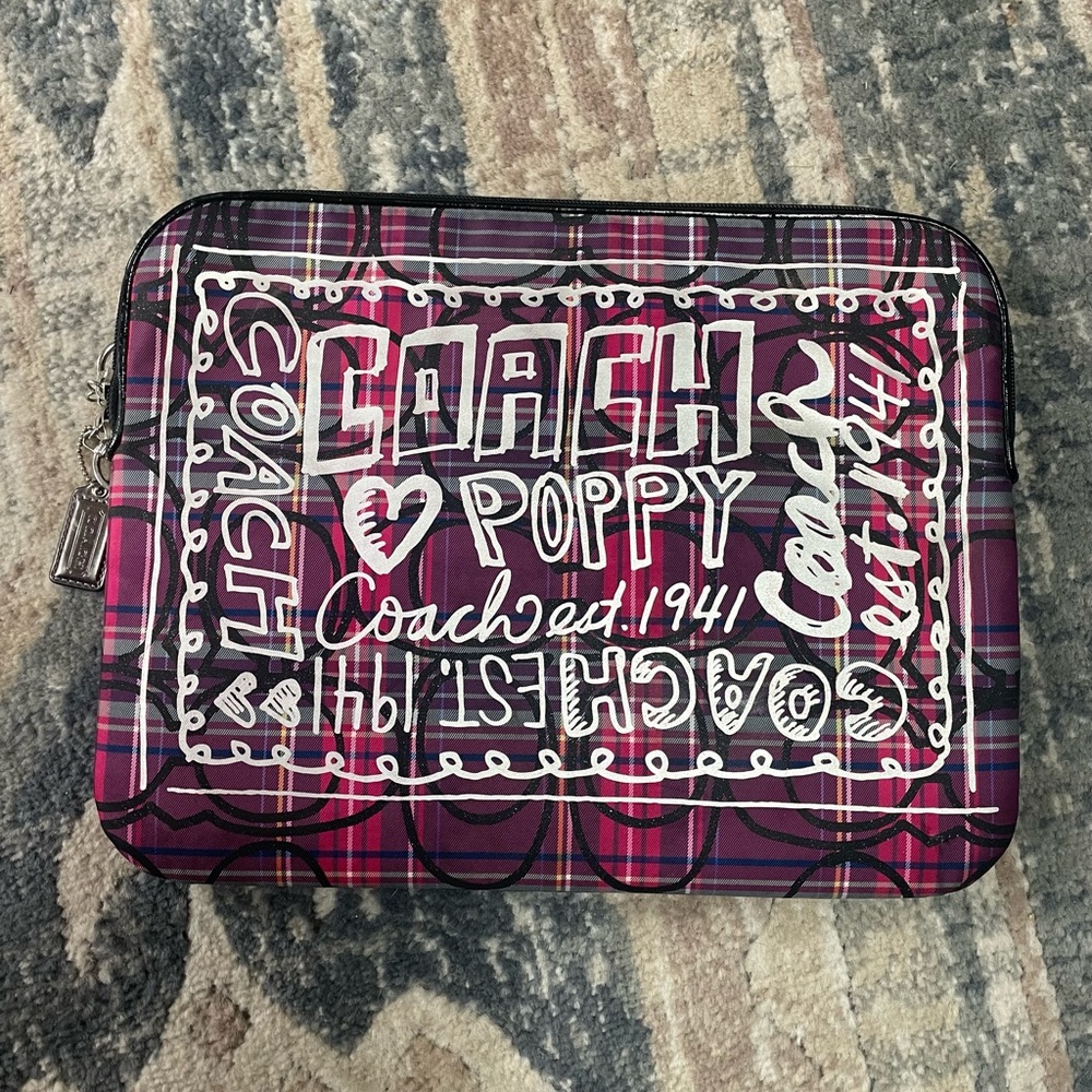 Coach Poppy Graffiti Multicolored Nylon Padded Laptop Sleeve